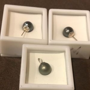 14K Black Tahitian Pearl Earrings/Pendant CUSTOM